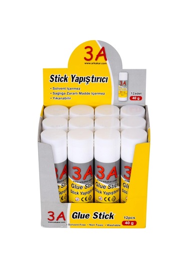3A Glue Stick Yapıştırıcı 40 gr Kod:904 12 Adet