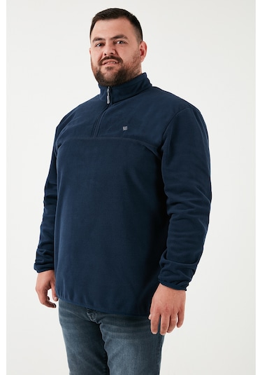 Buratti Regular Fit Anti-Pilling Büyük Beden Dik Yaka Kışlık Şardonlu Erkek Polar 5906001B Lacivert