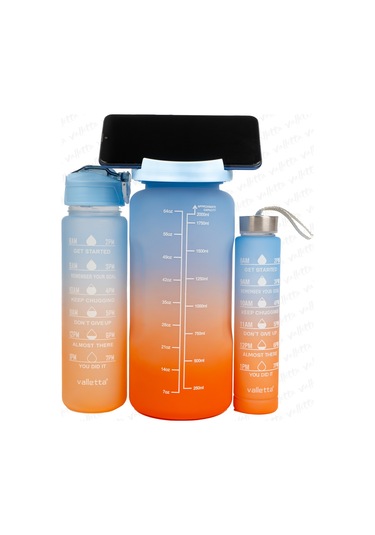 Valletta Eldorado 3lü Set Motivasyonel Su Matarası Mavi