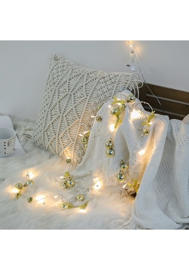 Maoyaya Noel Dekorasyon Işıkları - 20 Led'li 2 Metre Pil Ile Çalışan Sıcak Beyaz Işık, Şeffaf Kablolu Altın Top Diğer