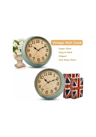 Vintage Kuvars Duvar Saati 30 Cm Sessiz Tik Tak Büyük Rakamlar Ve Qd Diğer