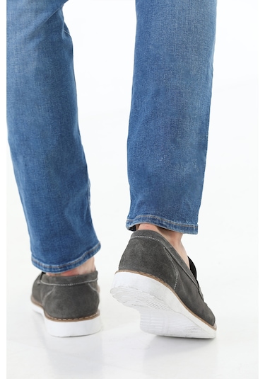 M.Karaca Hakiki Süet Deri Ortopedik Taban Erkek Ayakkabı GRİ