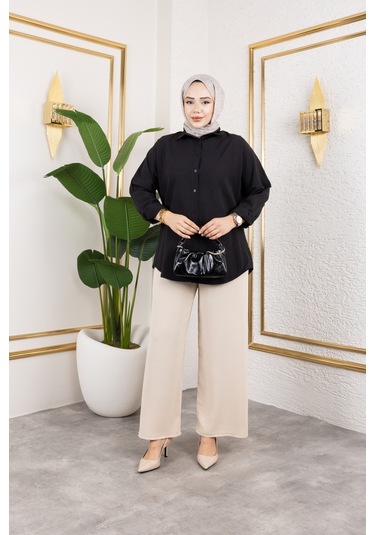 Beli Lastikli Salaş Ayrobin Pantolon - Vizon / A0103 Vizon