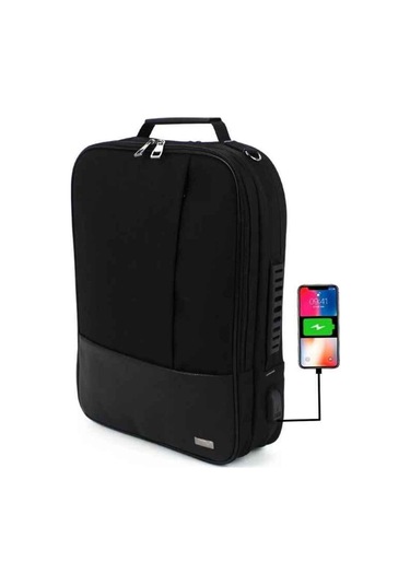 Case Club 1408 Usb Aparatlı 17. İnç Sırt Çantası Su Geçirmez Mat Destekli Omuz Askılı Laptop Bölmeli Siyah