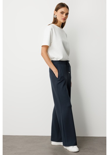 Mizalle Beli Lastikli Yumuşak Dokulu Antrasit Jogger Pantolon Antrasit