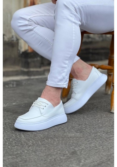 Terzi Bey Tb508 Beyaz Cilt Ortopedik Taban Erkek Casual Ayakkabı Beyaz