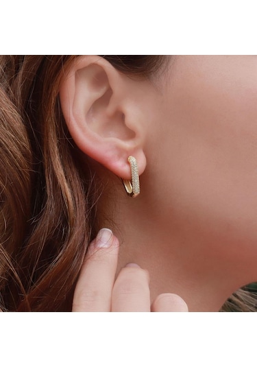 Starlıght Diamond Gold Kaplama Üçgen Küpe Gümüş