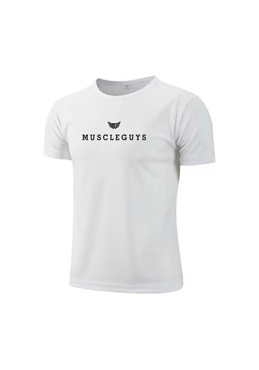 Beyaz Açık Çabuk Kuruyan Koşu Tişörtü Erkek Yaz Üst Ter Emici Ve Nefes Alabilir Spor Kısa Kollu Beyaz