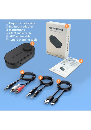 Teltree Bt5.0 Çevirici Alıcı, Aux+rca Çift Çıkışlı, Dijital Ekranlı, 400mah Pil, Kablosuz Ses Entegresi Modülü