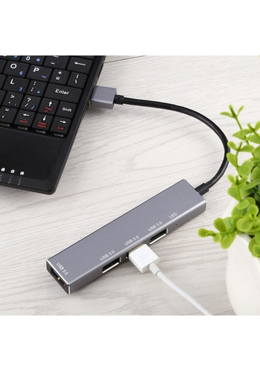 Sones 3019 4 X Usb 3.0 - Usb 3.0 Alüminyum Alaşımlı Hub Adaptörü Led Göstergeli Gümüş Gri