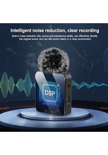 Puluz İphone / İpad İçin Kablosuz Lavalier Mikrofon, 8 Pimli Alıcı Ve Çift Mikrofonlar Siyah