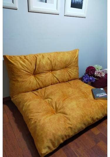 Mutfaktamoda Mutfakta Moda Sarı Yer Minderi Ikili Takım /Köşe Minderi