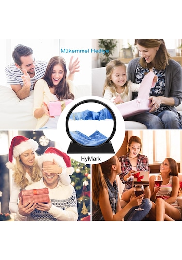 Hymark Hareketli 3d Kum Saati 30cm Büyük Boy Mavi Yuvarlak 12inch