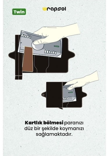 Wrapsol Mekanizmalı Siyah Cüzdan Akıllı Kartlık Çiftli Siyah