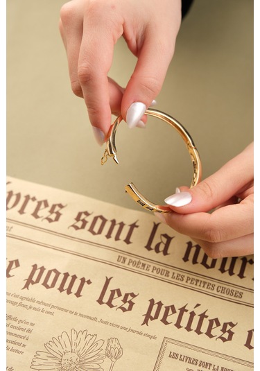 Çildan Womens Gold Özel Tasarım Mavi Taşlı Kelepçe Bileklik Altın - Gümüş