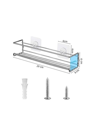 4 Paket Duvar Montaj Baharat Raf, Tek Katmanlı Asılı Raf Organizatörü, Kavanozları Saklamak İçin Baharat Rafları, Ekran Şişeleri Baharat Organizatörleri Duvara Monte Mutfak Rafları Gümüş 1