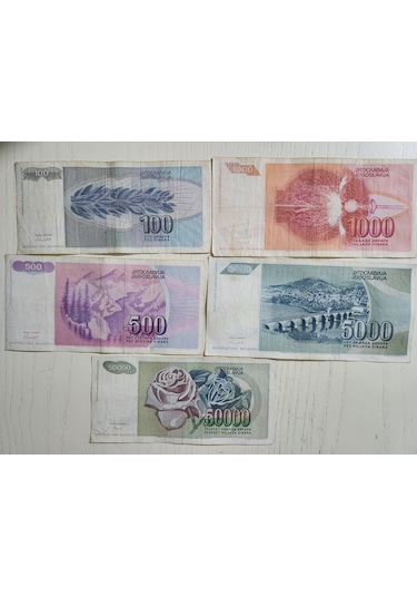 Edi Antik Yugoslav Dinarı 1992 Temiz Tam Set Yugoslav Para Seti 5 Adet