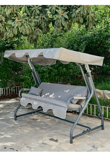 3 Kişilik Hamak Zırh Demir Bahçe Balkon Teras Salıncağı Antrasit