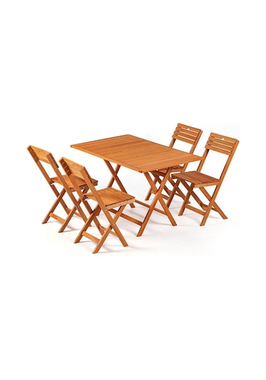 4+1 Minderli Balkon Bahçe Mutfak Bistro Set Katlanır Masa-sandalye 120x70-antrasit Ahşap