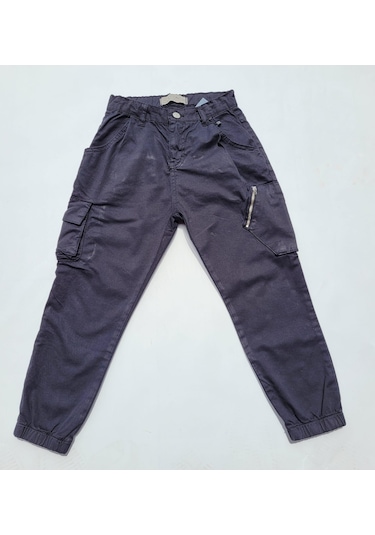 Jack Lions Erkek Çocuk Paçası Lastikli Kargo Cepli Pantolon-7799-siyah Siyah