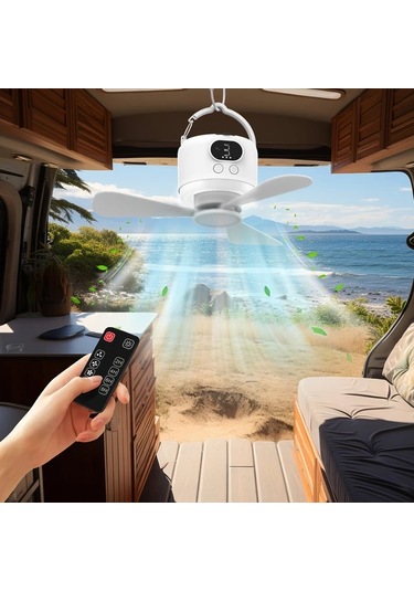 Willowhaven 10400mah Taşınabilir Kamp Fanı Usb Şarjlı Beyaz Led Gece Lambası Çadır İçin Bakır - Siyah