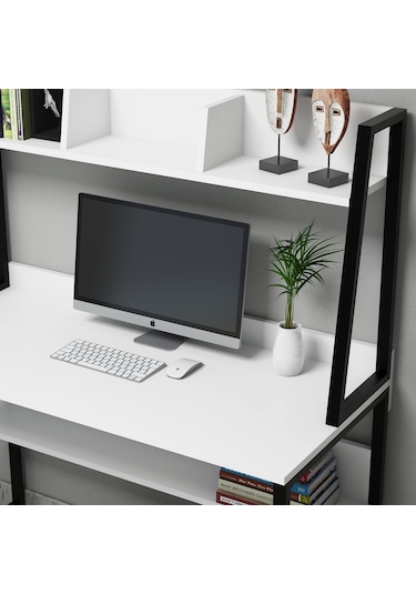 Yesst Momento 120 Cm Raflı Çalışma Masası (447872214) Beyaz