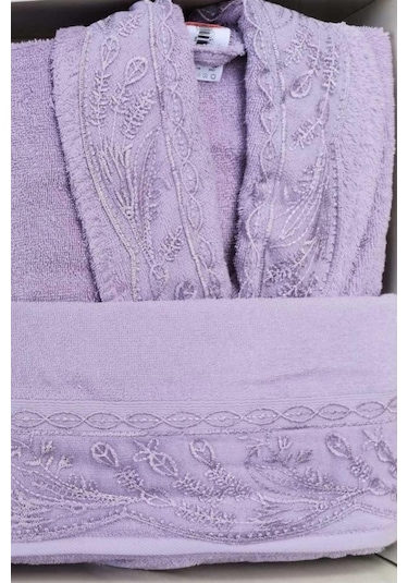 Özdilek Rubby Aile Bornoz Seti Krem Mürdüm