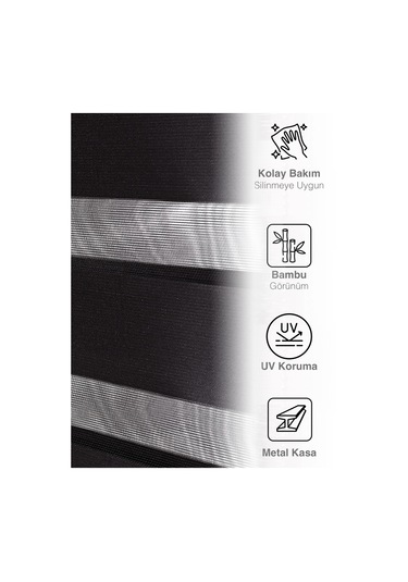 Br Perle Siyah Renk Bambu Stor Zebra Perde Yüksek Kalite Alüminyum Kasa Siyah