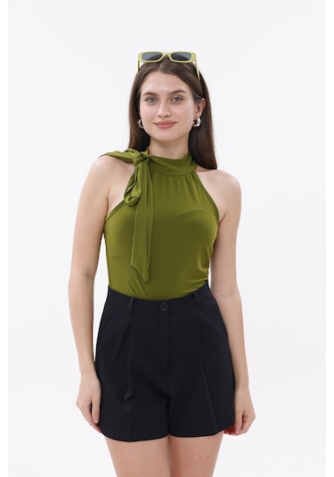 Genius Store Fundachoosesxgenius Kadın Pileli Şort İç Göstermez Lamineli Kadın Şort Pileli-şort Siyah
