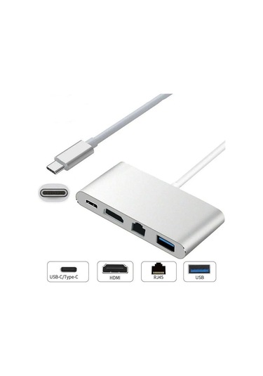 S Line Type C To Hdmı Rj45 Usb Çevirici 3in1