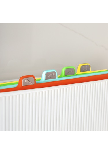 Porsima 1074-1 Beyaz-beyaz Standlı Çoklu Kesme Tahtası Canlı Renk