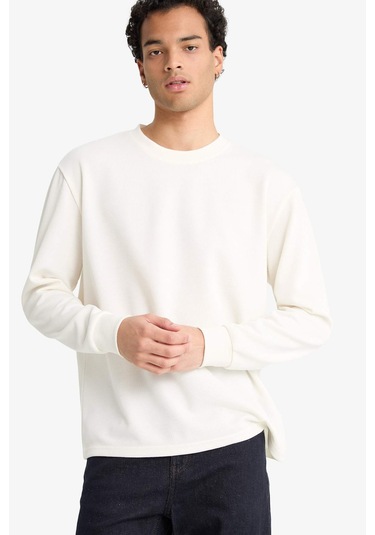 Defacto Regular Fit Bisiklet Yaka Uzun Kollu Body F2263ax25auer140 Ekru