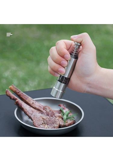 Açık Paslanmaz Çelik Karabiber Değirmeni Manuel Karabiber Gümüş Gümüş