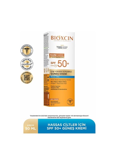 Bioxcin Sun Care Hassas Ciltler İçin Çok Yüksek Korumalı Güneş Kremi 50 SPF 50 Ml Hassas, Dry Touch, Mat