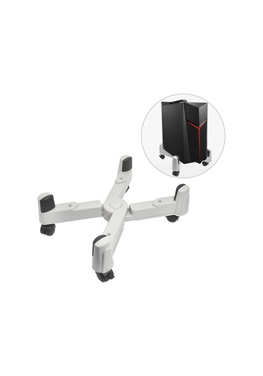 Sones 5-tekerlek Ayarlanabilir Hareketli Kasnak X-tipi Bilgisayar Ana Bilgisayar Plastik Şasi Tepsi Tutucu Gri