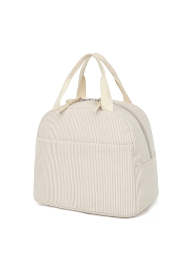 Moveevo Kadınlar Ve Kızlar İçin Korduroy Isı Saklama Yemek Çantası - Sıcak/soğuk Tutar, Okul/iş/piknik İçin, Dayanıklı Ve Pratik Bej