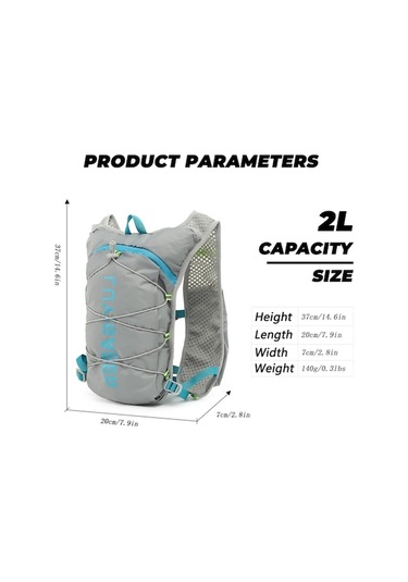 Fortunelane Mavi Nilon Spor Sırt Çantası - Yansıtıcı, 1.5l Su Torbası, Omuz Askısı, Telefon Cebi, Açık Mavi