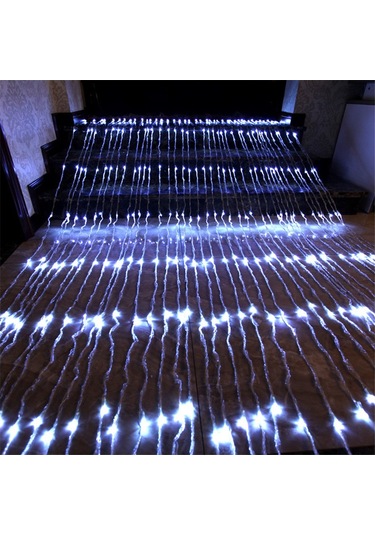 Soulader Led Şelale Işığı Dekoratif Aydınlatma Meteor Yağmuru Efekti Dize Ampul İçin Bahçe Balkon Parti Süs Beyaz