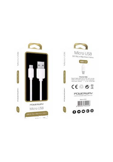 Powerway SM-03 Micro Usb 1 Metre Şarj Data Düz Kablo