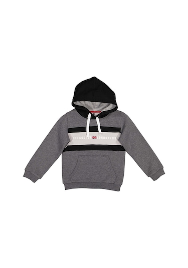 Lee Cooper Ember Erkek Çocuk Kapüşonlu Sweatshirt Gri melanj-14991 Gri Melanj