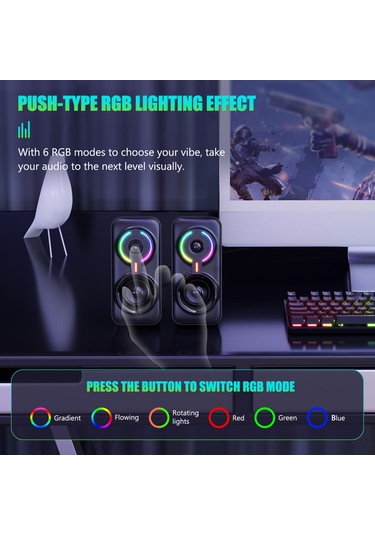 Tenfowee Onıkuma L6 Taşınabilir Bluetooth Ve Kablolu Rgb Masaüstü Subwoofer Hoparlör Seti, Oyun Ve Ev Kullanımı İçin