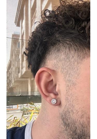 Crystal Taşlı Erkek Küpesi - 1 Adet - Döner Kilit