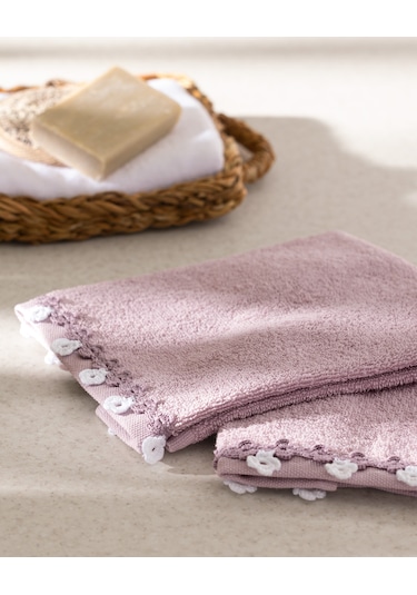Jeanne Kroşeli 2'li %100 Pamuk El Havlusu - Lila - 30x40 Cm 8684427204757 Pembe
