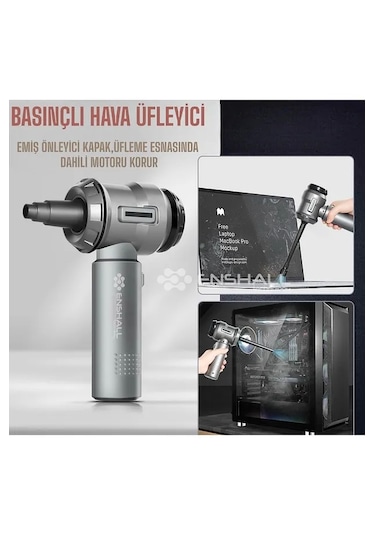 Enshall 01 Şarjlı 16000pa Çantalı Yedek Filtre Araç İçi Süpürge