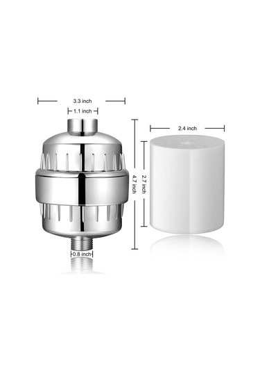 10 Aşamalı Banyo Su Filtresi Klor Ağır Metalleri Filtrelenmiş Duş Başlığı, 1 Filtre İle Kaldır Gümüş