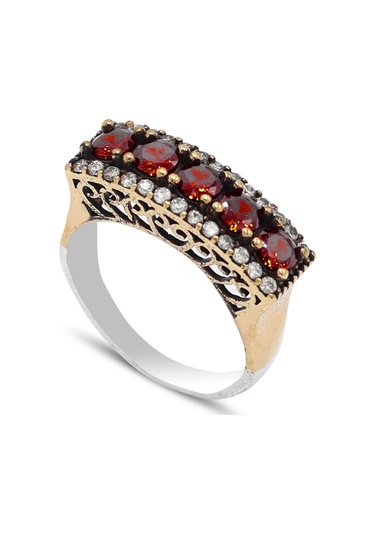 Yakut Taşlı Beştaş Model Otantik Kadın Gümüş Yüzük 201024341 Gümüş