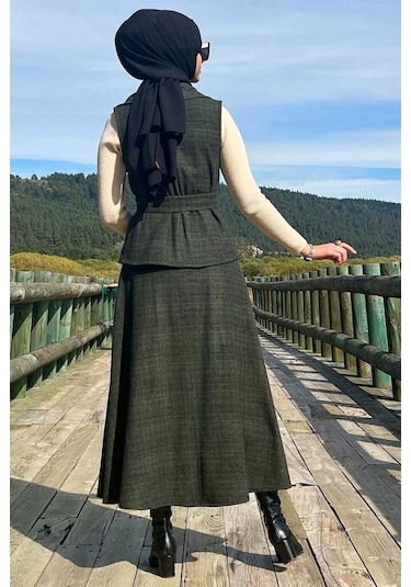 Azize Etek Yelek Takım Haki Çok Renkli