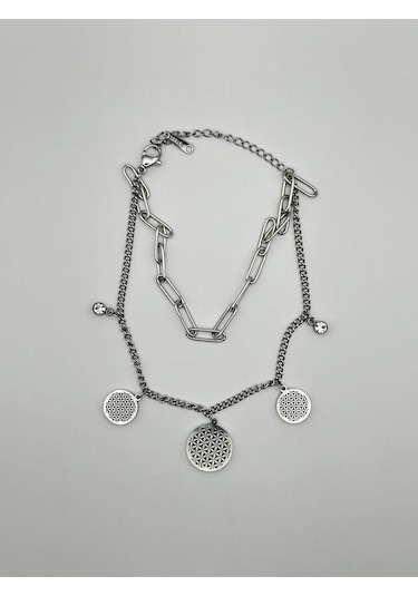 Arnes Jewelry Çelik Silver Zirkon Taşlı Bileklik Ar90 Silver