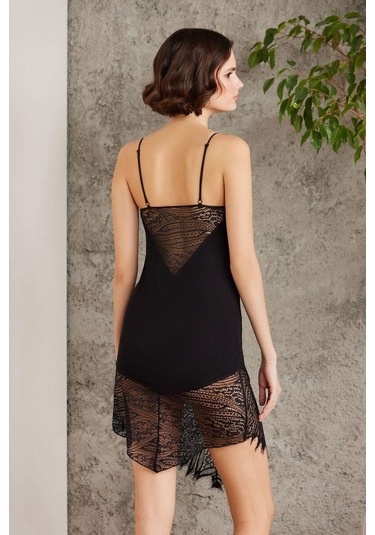 Pierre Cardin 4015 Penye Dantelli Gecelik Ve Sabahlık Takım Siyah Pierre Cardin 4015 Penye Dantelli Gecelik Ve Sabahlık Takım Siyah