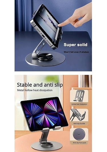 Katlanabilir Ve Ayarlanabilir Metal Telefon Tutucu Stand 360 Döne